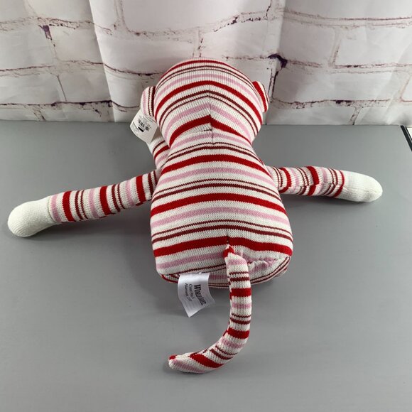 World Market Exclusive 22in Peppermint Striped Plush Stuffed Sock Monkey - Picture 4 of 5